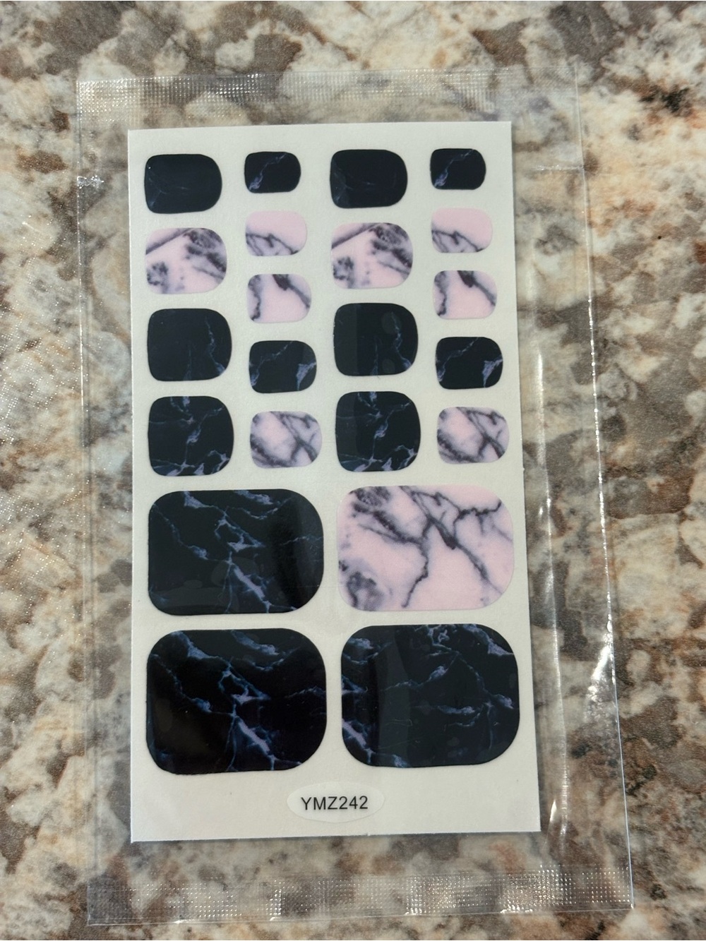 Black and Pink Marble Toe Wrap Stickers